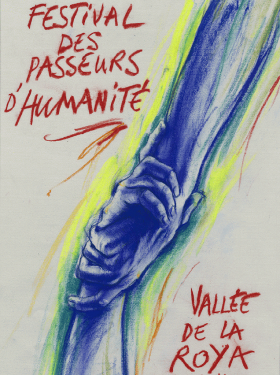 L’affiche du Festival des Passeurs d'Humanité de la Vallée de la Roya a été réalisée par le plasticien Ernest Pignon-Ernest, l'un des artistes solidaires de la manifestation. DR